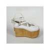 White 3.9" Heel High Lovely Suede Round Toe Cross Straps Platform Lady Lolita Shoes