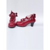 Wine Red Bowknot T-shaped Belt Sweet Lolita High Heel Shoes