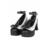 Hollow Out Heart Shape White Lace Bowknot Sweet Lolita Black High Heel Shoes