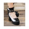 Hollow Out Heart Shape White Lace Bowknot Sweet Lolita Black High Heel Shoes