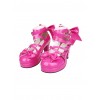 Heart-shaped Buckle Rose Red Bowknot Lolita High Heel Shoes