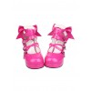 Heart-shaped Buckle Rose Red Bowknot Lolita High Heel Shoes