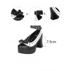 Hollow Out Heart Shape White Lace Bowknot Sweet Lolita Black High Heel Shoes