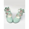 Mint Color Matt Cross Bandage High Heel Bowknot Lolita Princess Shoes