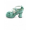 Mint Color Mirror Face Bowknot Sweet Lolita Lovely Doll High Heel Shoes