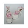 Pink & White 3.1" Heel High Gorgeous Suede Round Toe Bow Platform Lady Lolita Shoes