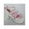 Pink & White 3.1" Heel High Gorgeous Suede Round Toe Bow Platform Lady Lolita Shoes