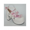 Pink & White 3.1" Heel High Gorgeous Suede Round Toe Bow Platform Lady Lolita Shoes