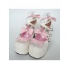 Pink & White 3.1" Heel High Gorgeous Suede Round Toe Bow Platform Lady Lolita Shoes