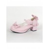 Pink 1.8" Heel High Gorgeous PU Point Toe Bow Decoration Platform Girls Lolita Shoes