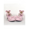 Pink 1.8" Heel High Gorgeous PU Point Toe Bow Decoration Platform Girls Lolita Shoes