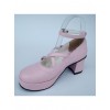 Pink 2.5" Heel High Glamorous Suede Round Toe Bow Platform Lady Lolita Shoes