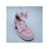 Pink 2.5" Heel High Glamorous Suede Round Toe Bow Platform Lady Lolita Shoes