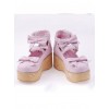 Pink 2.7" Heel High Beautiful Patent Leather Round Toe Bow Decoration Platform Women Lolita Shoes