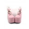 Pink 3.9" Heel High Romatic Suede Round Toe Criss Cross Straps Platform Girls Lolita Shoes