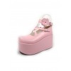 Pink 3.9" Heel High Romatic Suede Round Toe Criss Cross Straps Platform Girls Lolita Shoes