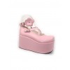 Pink 3.9" Heel High Romatic Suede Round Toe Criss Cross Straps Platform Girls Lolita Shoes