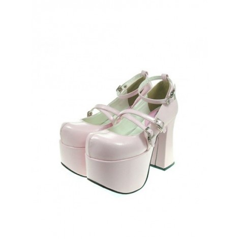 Pink 4.9" Heel High Adorable Polyurethane Round Toe Scalloped Platform Girls Lolita Shoes