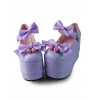 Purple Bowknot Mirror Face Strawberry Bell Super High Heel Lolita Platform Shoes