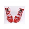 Red 2.5" Heel High Classic Synthetic Leather Point Toe Cross Straps Platform Women Lolita Shoes