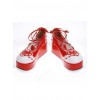 Red 2.5" Heel High Classic Synthetic Leather Point Toe Cross Straps Platform Women Lolita Shoes