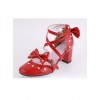 Red 2.5" Heel High Classic Synthetic Leather Point Toe Cross Straps Platform Women Lolita Shoes