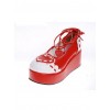 Red 2.4" Heel High Special PU Round Toe Ankle Straps Platform Girls Lolita Shoes