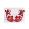 Red 2.5" Heel High Classic Synthetic Leather Point Toe Cross Straps Platform Women Lolita Shoes