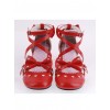 Red 2.5" Heel High Classic Synthetic Leather Point Toe Cross Straps Platform Women Lolita Shoes