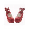 Red 2.5" Heel High Gorgeous Patent Leather Point Toe Cross Straps Platform Women Lolita Shoes