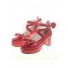 Red 2.5" Heel High Gorgeous Patent Leather Point Toe Cross Straps Platform Women Lolita Shoes