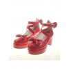 Red 2.5" Heel High Gorgeous Patent Leather Point Toe Cross Straps Platform Women Lolita Shoes