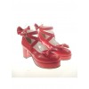 Red 2.5" Heel High Gorgeous Patent Leather Point Toe Cross Straps Platform Women Lolita Shoes