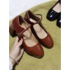 Retro Square-toe Lolita Mid Heel Shoes