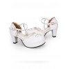 Round-toe Love Heart Lace Pearl Chain Sweet Lolita High Heels Shoes