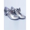 Silver Bowknot Heart-shaped Hollow Out Bride Shoe Lolita Middle-heel Shoes