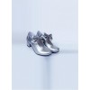 Silver Bowknot Heart-shaped Hollow Out Bride Shoe Lolita Middle-heel Shoes