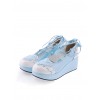 Sky-blue 2.4" High Heel Charming Synthetic Leather Scalloped Criss Cross Lace Tie Platform Girls Lolita Shoes