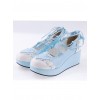 Sky-blue 2.4" High Heel Charming Synthetic Leather Scalloped Criss Cross Lace Tie Platform Girls Lolita Shoes