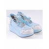 Sky-blue 2.4" High Heel Charming Synthetic Leather Scalloped Criss Cross Lace Tie Platform Girls Lolita Shoes