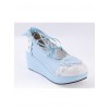 Sky-blue 2.4" High Heel Charming Synthetic Leather Scalloped Criss Cross Lace Tie Platform Girls Lolita Shoes