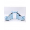 Sky-blue 2.8" High Heel Lovely Polyurethane Scalloped Bowknot Platform Girls Lolita Shoes