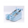 Sky-blue 2.8" High Heel Lovely Polyurethane Scalloped Bowknot Platform Girls Lolita Shoes