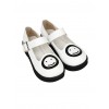 Smiling Face Pattern White Buckle Band Lolita Flat Shoes