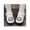 Smiling Face Pattern White Buckle Band Lolita Flat Shoes