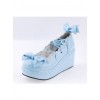 Sky-blue 2.8" High Heel Lovely Polyurethane Scalloped Bowknot Platform Girls Lolita Shoes