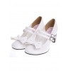 White 2.5" Heel High Lovely Synthetic Leather Point Toe Bow Platform Girls Lolita Shoes