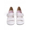 White 2.5" Heel High Lovely Synthetic Leather Point Toe Bow Platform Girls Lolita Shoes