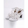 White 2.5" Heel High Elegant Patent Leather Round Toe Cross Straps Platform Women Lolita Shoes