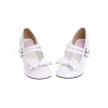 White 2.5" Heel High Lovely Synthetic Leather Point Toe Bow Platform Girls Lolita Shoes